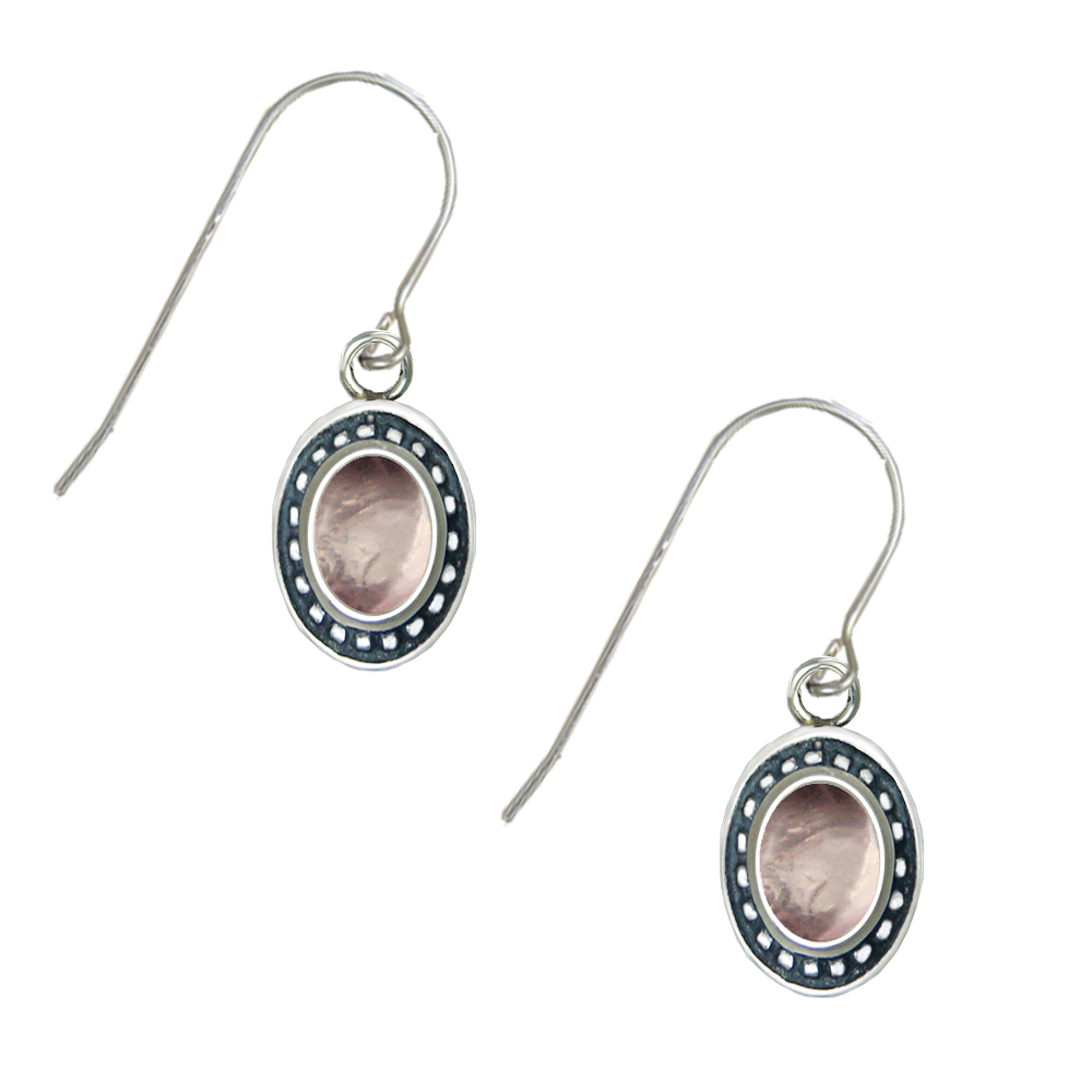 Sterling Silver Rose Quartz Gemstone Drop Dangle Earrings